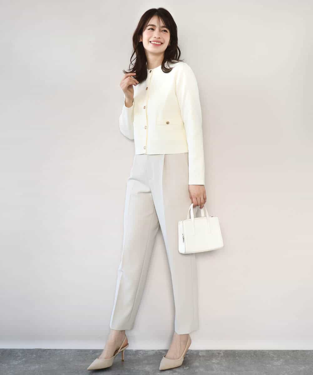 FILFD03090 OFUON le MK(オフオン　ル　エムケー) ダブルクロス テーパードパンツ/洗える ベージュ