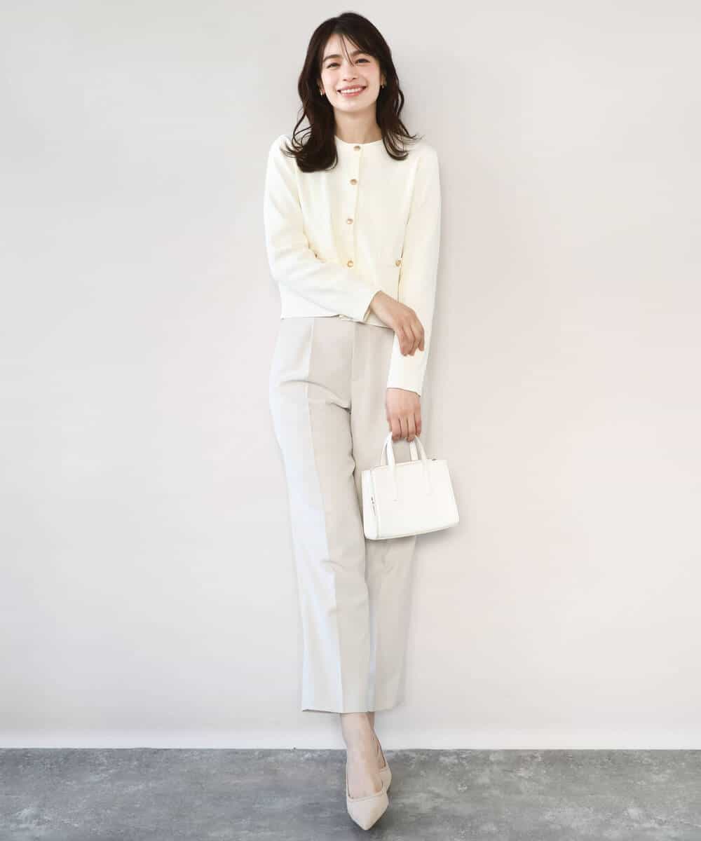 FILFD03090 OFUON le MK(オフオン　ル　エムケー) ダブルクロス テーパードパンツ/洗える ベージュ