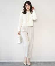 FILFD03090 OFUON le MK(オフオン　ル　エムケー) ダブルクロス テーパードパンツ/洗える ベージュ