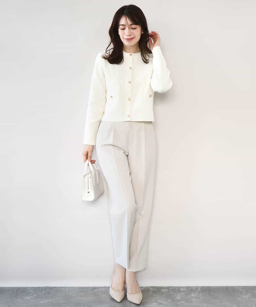 FILFD03090 OFUON le MK(オフオン　ル　エムケー) ダブルクロス テーパードパンツ/洗える ベージュ