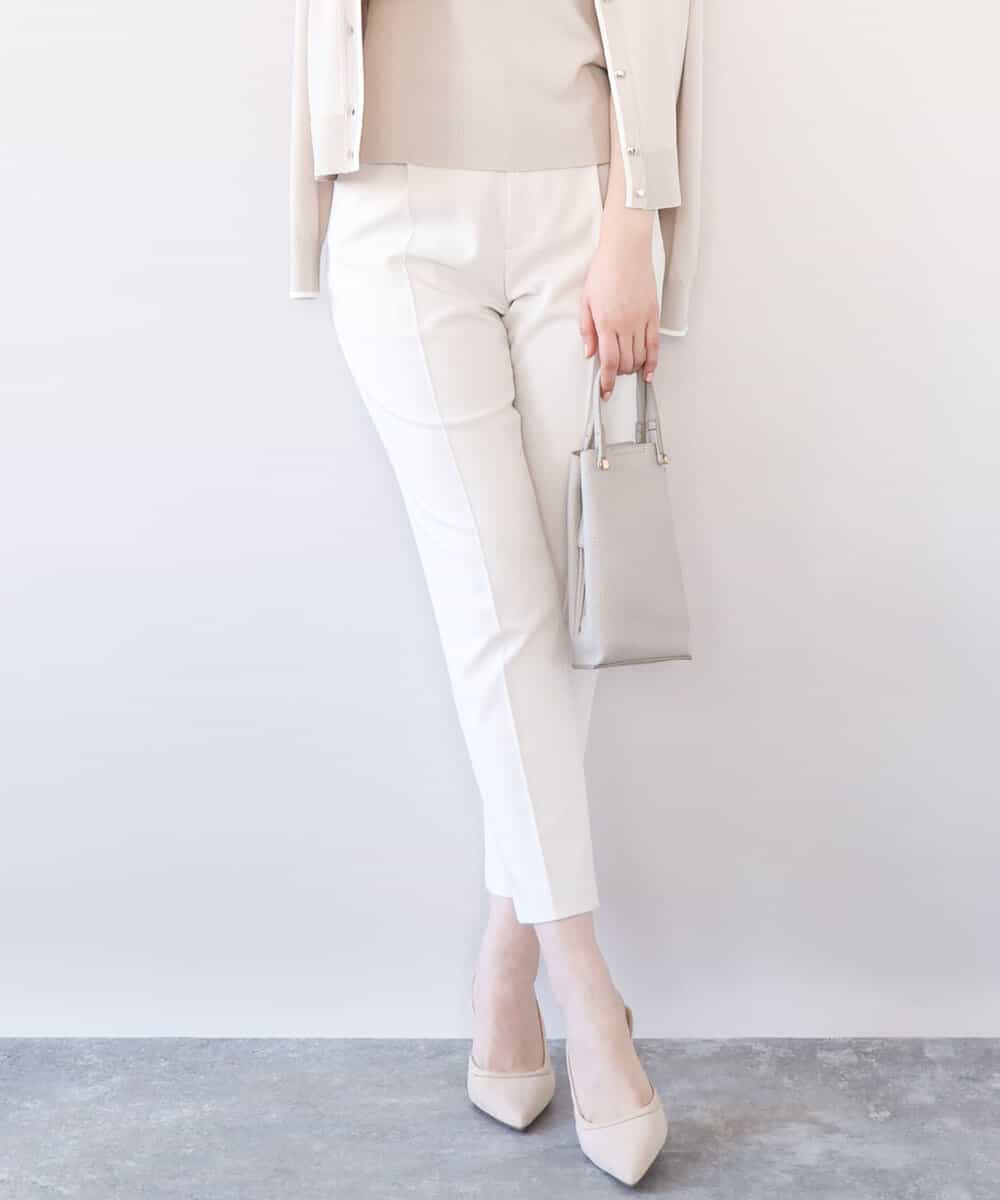 FILFD14080 OFUON le MK(オフオン　ル　エムケー) [名品シリーズ]ストレッチテーパードパンツ/洗える ライトベージュ