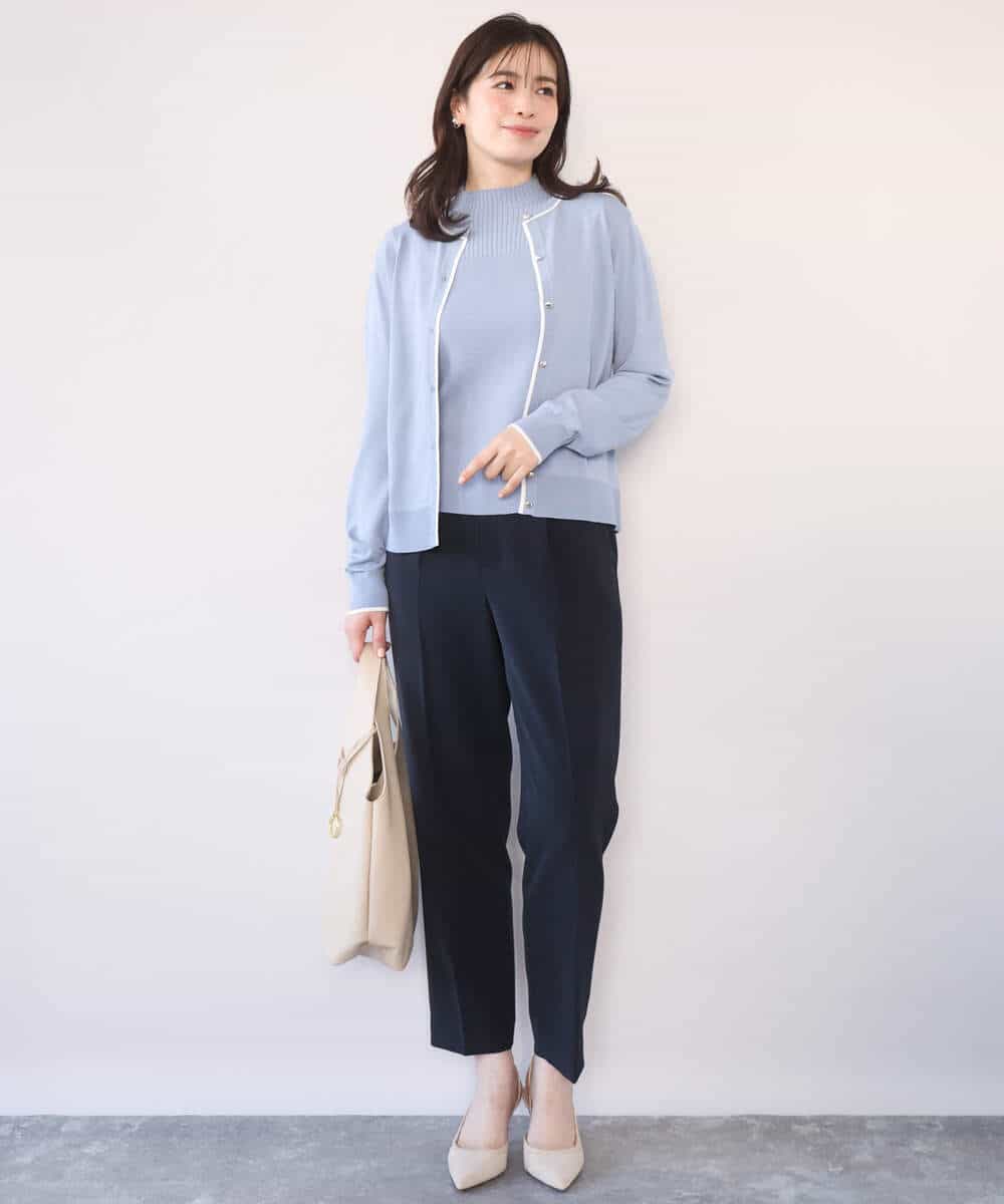 FILFD14080 OFUON le MK(オフオン　ル　エムケー) [名品シリーズ]ストレッチテーパードパンツ/洗える ライトベージュ