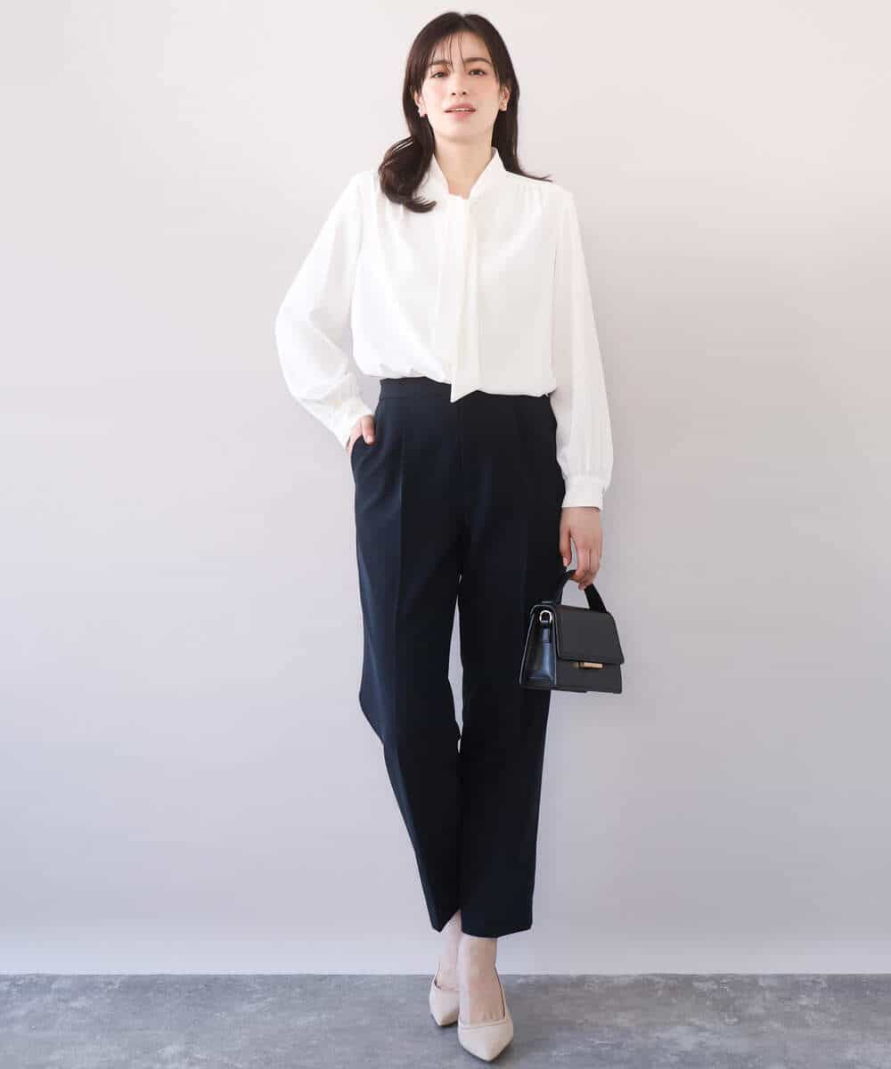 FILFD14080 OFUON le MK(オフオン　ル　エムケー) [名品シリーズ]ストレッチテーパードパンツ/洗える ライトベージュ