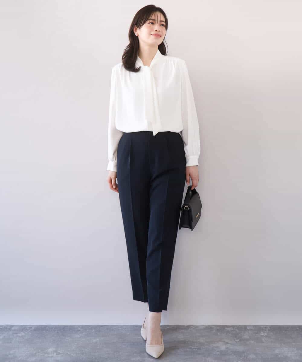 FILFD14080 OFUON le MK(オフオン　ル　エムケー) [名品シリーズ]ストレッチテーパードパンツ/洗える ライトベージュ