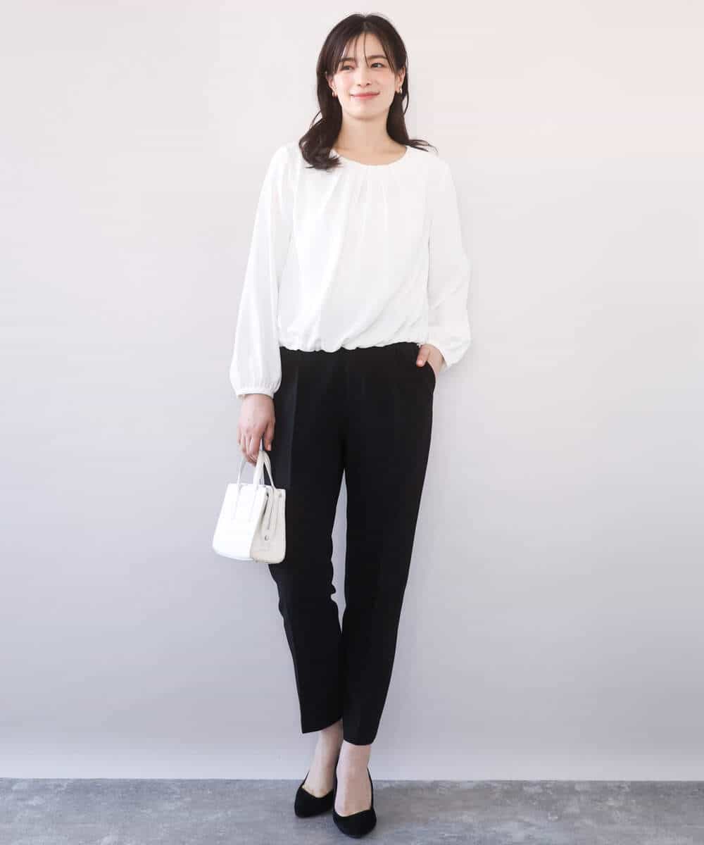 FILFD14080 OFUON le MK(オフオン　ル　エムケー) [名品シリーズ]ストレッチテーパードパンツ/洗える ライトベージュ