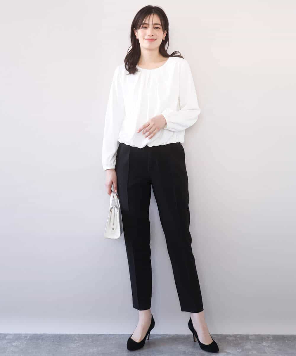 FILFD14080 OFUON le MK(オフオン　ル　エムケー) [名品シリーズ]ストレッチテーパードパンツ/洗える ライトベージュ