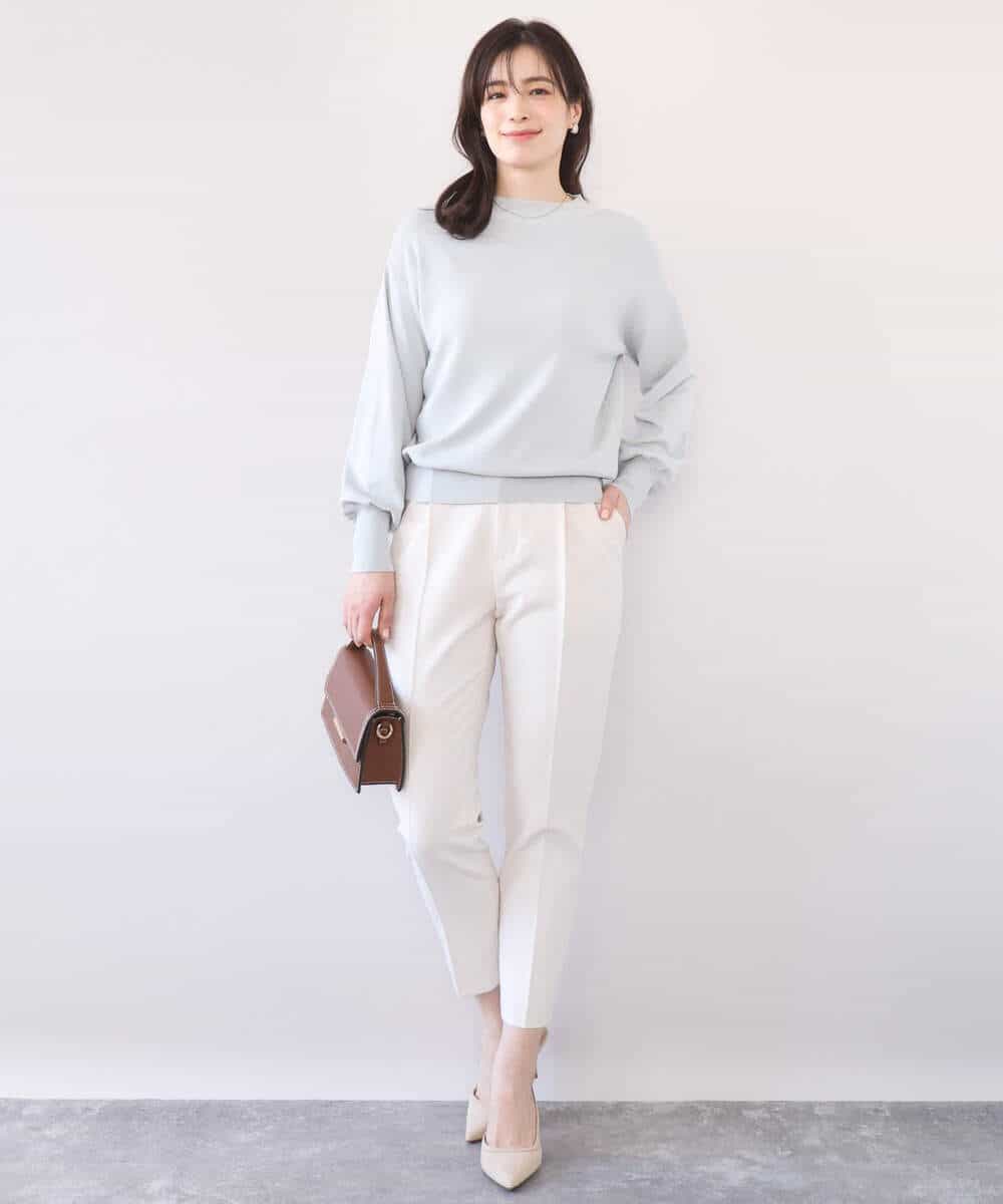 FILFD14080 OFUON le MK(オフオン　ル　エムケー) [名品シリーズ]ストレッチテーパードパンツ/洗える ライトベージュ