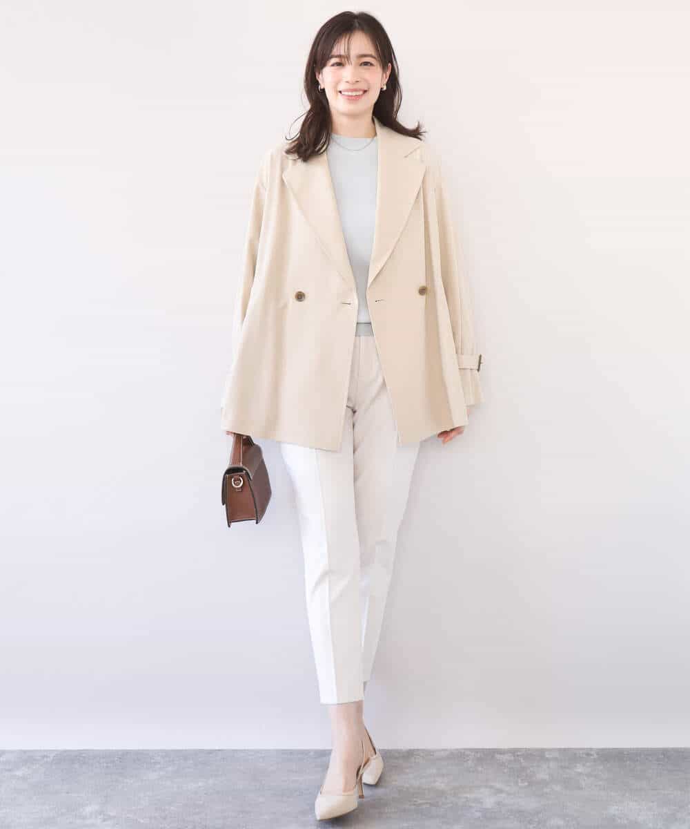 FILFD14080 OFUON le MK(オフオン　ル　エムケー) [名品シリーズ]ストレッチテーパードパンツ/洗える ライトベージュ