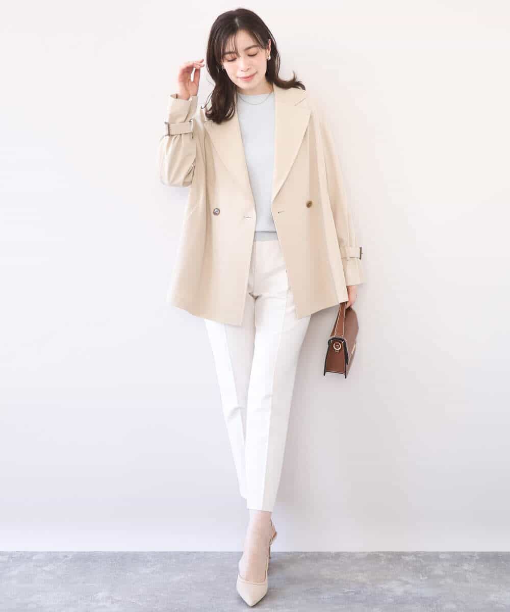 FILFD14080 OFUON le MK(オフオン　ル　エムケー) [名品シリーズ]ストレッチテーパードパンツ/洗える ライトベージュ