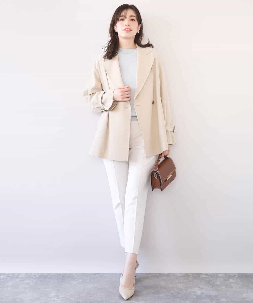 FILFD14080 OFUON le MK(オフオン　ル　エムケー) [名品シリーズ]ストレッチテーパードパンツ/洗える ライトベージュ