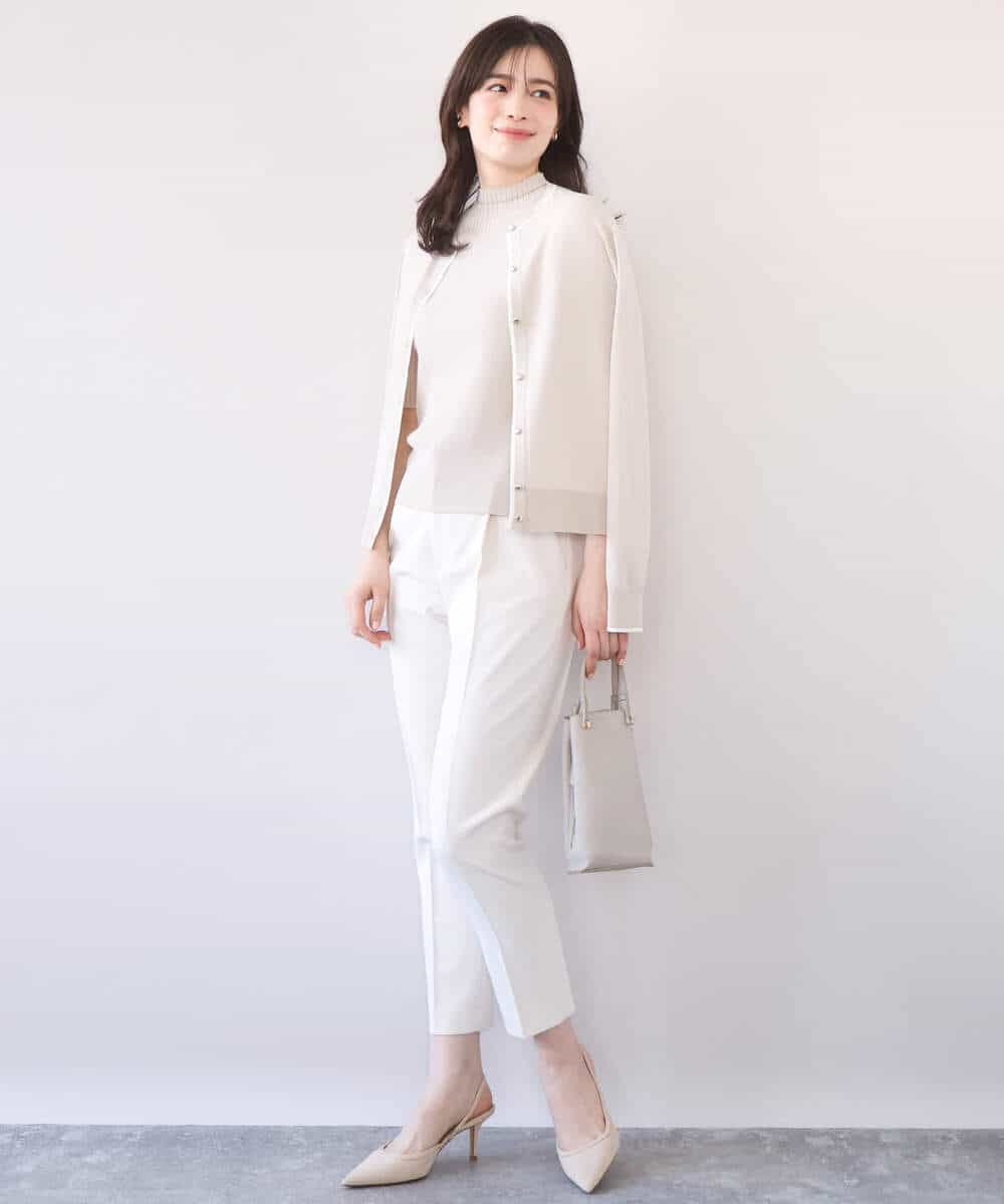 FILFD14080 OFUON le MK(オフオン　ル　エムケー) [名品シリーズ]ストレッチテーパードパンツ/洗える ライトベージュ