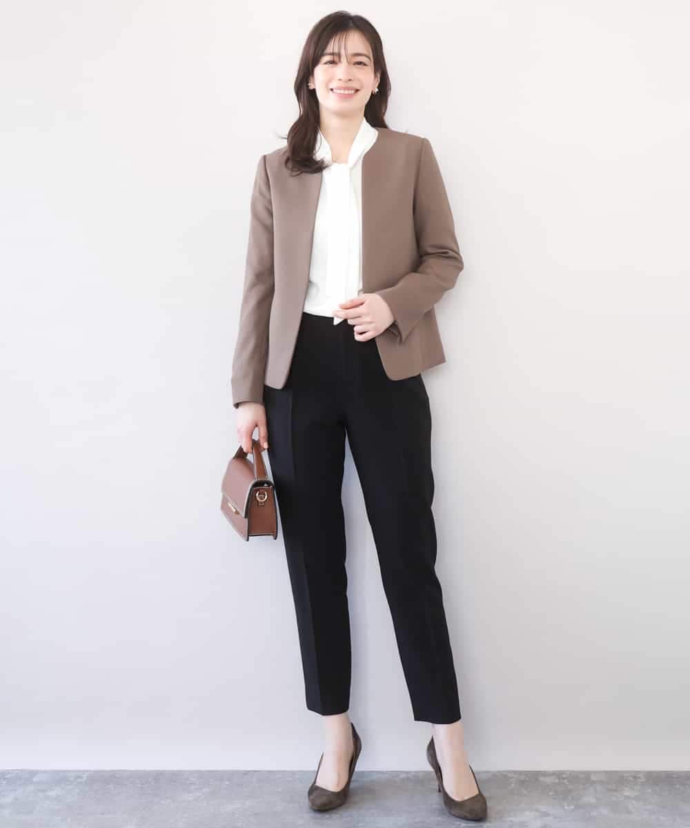 FILFD14080 OFUON le MK(オフオン　ル　エムケー) [名品シリーズ]ストレッチテーパードパンツ/洗える ライトベージュ