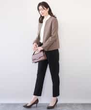 FILFD14080 OFUON le MK(オフオン　ル　エムケー) [名品シリーズ]ストレッチテーパードパンツ/洗える ライトベージュ