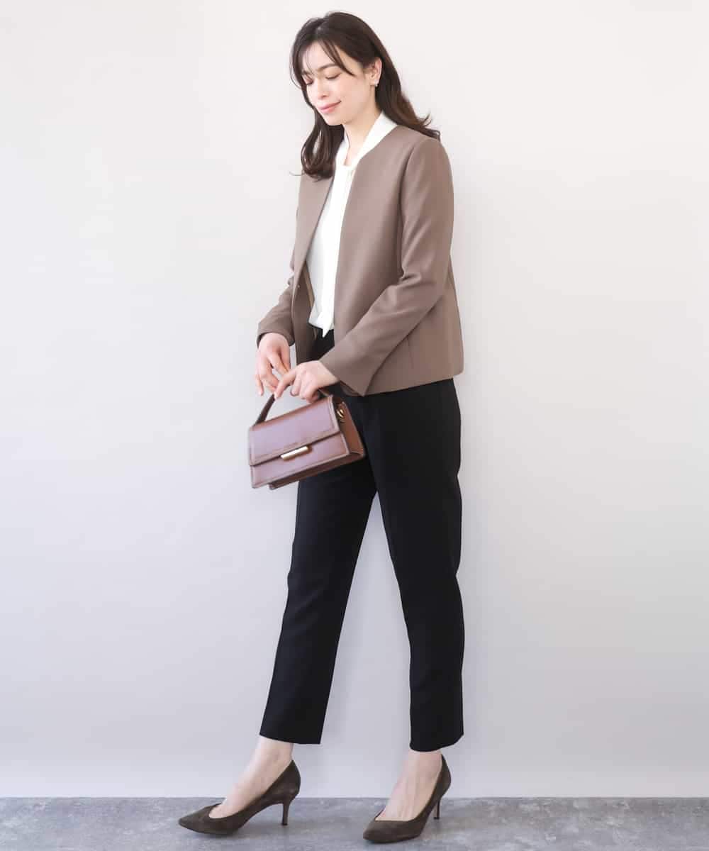 FILFD14080 OFUON le MK(オフオン　ル　エムケー) [名品シリーズ]ストレッチテーパードパンツ/洗える ライトベージュ