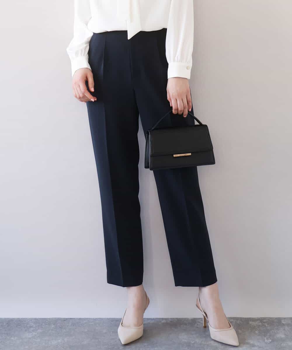 FILFD14080 OFUON le MK(オフオン　ル　エムケー) [名品シリーズ]ストレッチテーパードパンツ/洗える ブラック