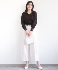 FILFD15090 OFUON le MK(オフオン　ル　エムケー) [名品シリーズ]ストレッチワイドパンツ/洗える ライトベージュ