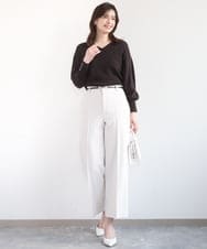 FILFD15090 OFUON le MK(オフオン　ル　エムケー) [名品シリーズ]ストレッチワイドパンツ/洗える ライトベージュ