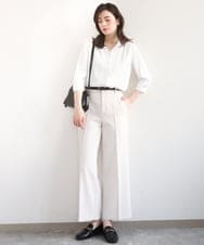 FILFD15090 OFUON le MK(オフオン　ル　エムケー) [名品シリーズ]ストレッチワイドパンツ/洗える ライトベージュ