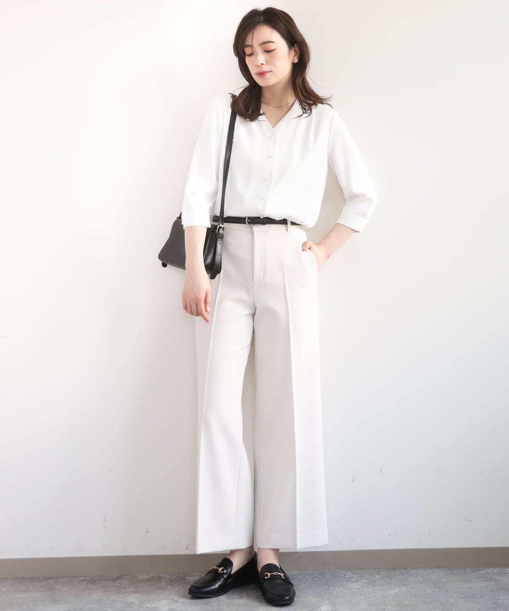 FILFD15090 OFUON le MK(オフオン　ル　エムケー) [名品シリーズ]ストレッチワイドパンツ/洗える ライトベージュ