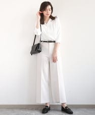 FILFD15090 OFUON le MK(オフオン　ル　エムケー) [名品シリーズ]ストレッチワイドパンツ/洗える ライトベージュ