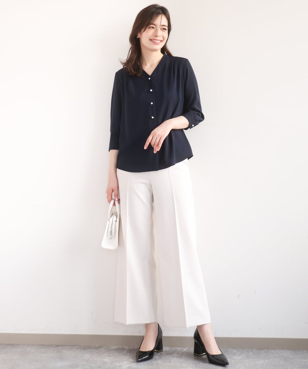 FILFD15090 OFUON le MK(オフオン　ル　エムケー) [名品シリーズ]ストレッチワイドパンツ/洗える ライトベージュ