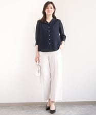 FILFD15090 OFUON le MK(オフオン　ル　エムケー) [名品シリーズ]ストレッチワイドパンツ/洗える ライトベージュ