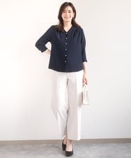 FILFD15090 OFUON le MK(オフオン　ル　エムケー) [名品シリーズ]ストレッチワイドパンツ/洗える ライトベージュ