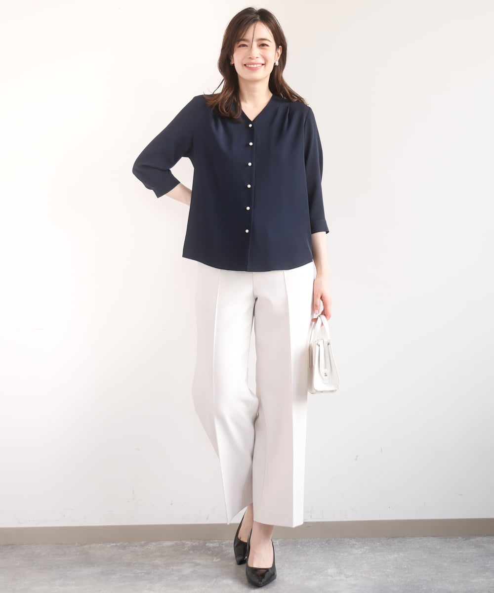 FILFD15090 OFUON le MK(オフオン　ル　エムケー) [名品シリーズ]ストレッチワイドパンツ/洗える ライトベージュ