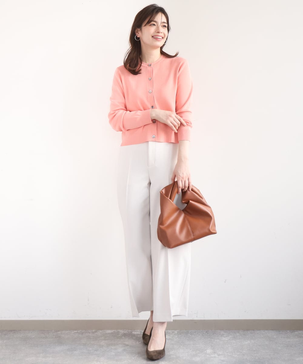 FILFD15090 OFUON le MK(オフオン　ル　エムケー) [名品シリーズ]ストレッチワイドパンツ/洗える ライトベージュ