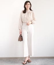 FILFD15090 OFUON le MK(オフオン　ル　エムケー) [名品シリーズ]ストレッチワイドパンツ/洗える ライトベージュ