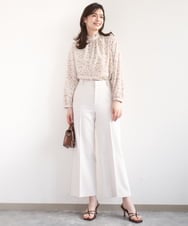 FILFD15090 OFUON le MK(オフオン　ル　エムケー) [名品シリーズ]ストレッチワイドパンツ/洗える ライトベージュ