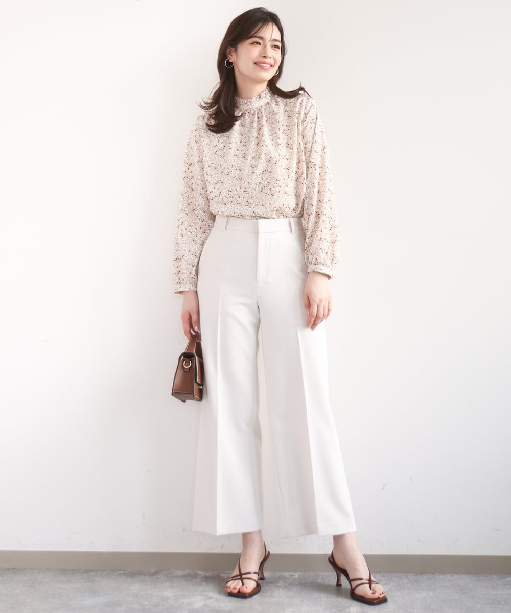 FILFD15090 OFUON le MK(オフオン　ル　エムケー) [名品シリーズ]ストレッチワイドパンツ/洗える ライトベージュ