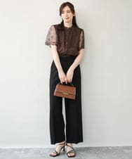 FILFD15090 OFUON le MK(オフオン　ル　エムケー) [名品シリーズ]ストレッチワイドパンツ/洗える ライトベージュ