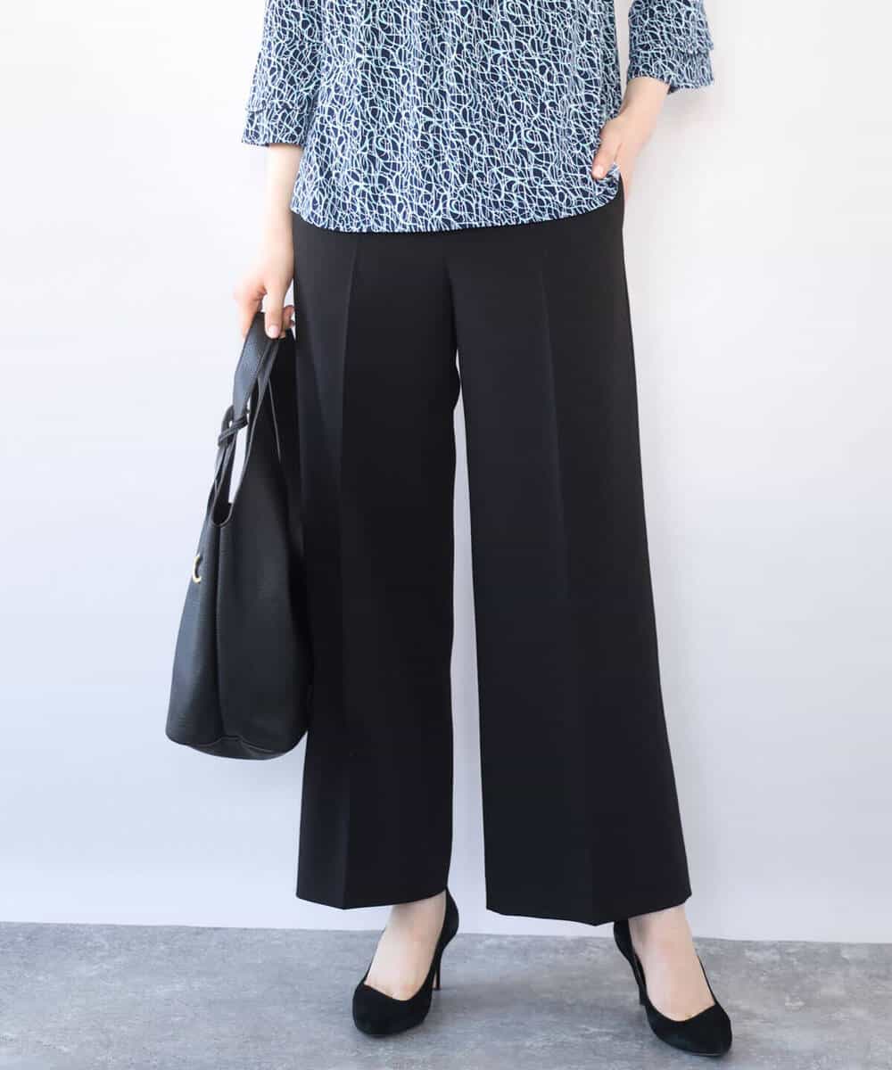 FILFD15090 OFUON le MK(オフオン　ル　エムケー) [名品シリーズ]ストレッチワイドパンツ/洗える ライトベージュ