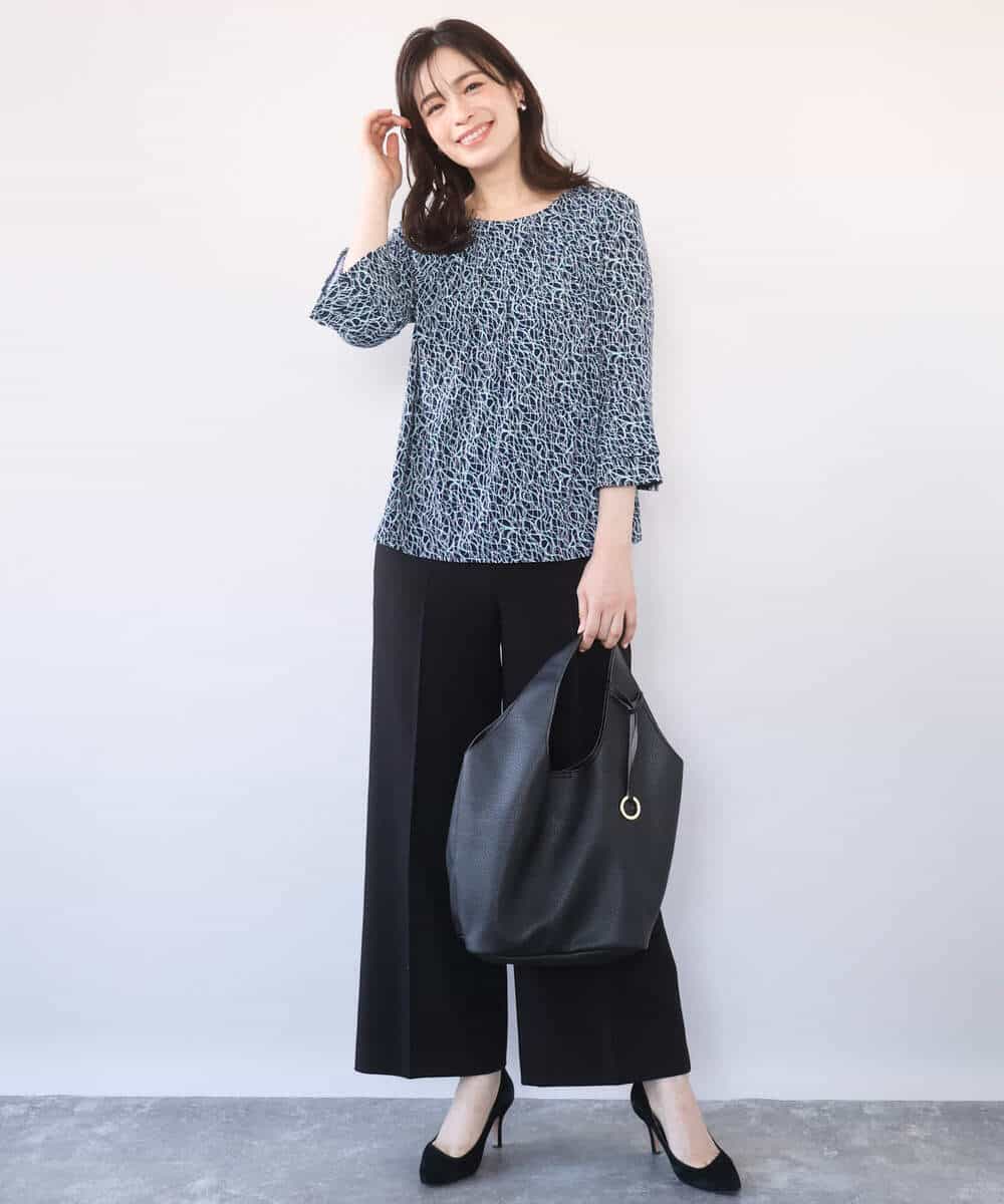 FILFD15090 OFUON le MK(オフオン　ル　エムケー) [名品シリーズ]ストレッチワイドパンツ/洗える ライトベージュ