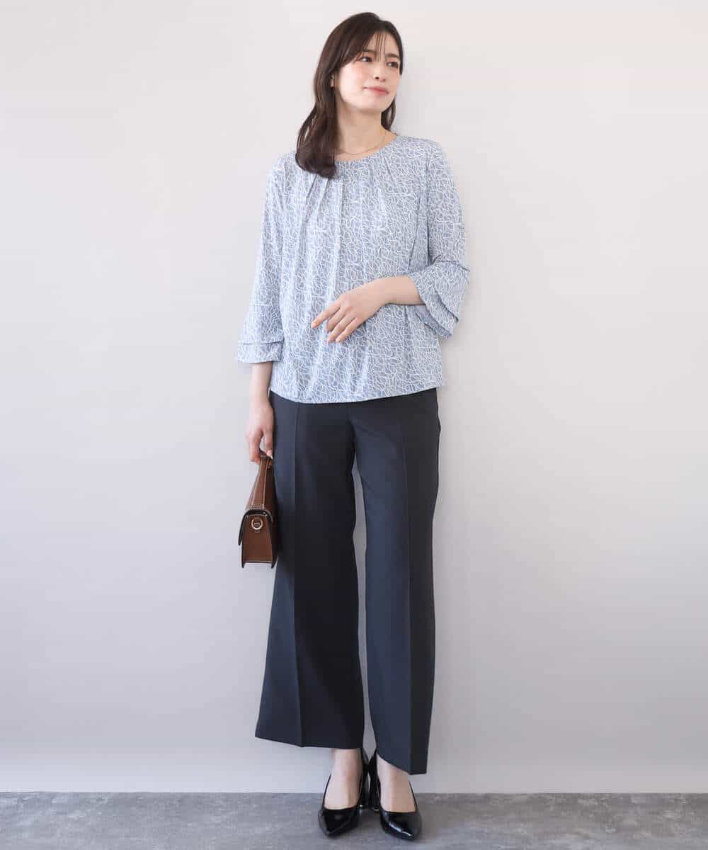 FILFD15090 OFUON le MK(オフオン　ル　エムケー) [名品シリーズ]ストレッチワイドパンツ/洗える ライトベージュ