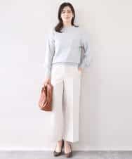 FILFD15090 OFUON le MK(オフオン　ル　エムケー) [名品シリーズ]ストレッチワイドパンツ/洗える ライトベージュ