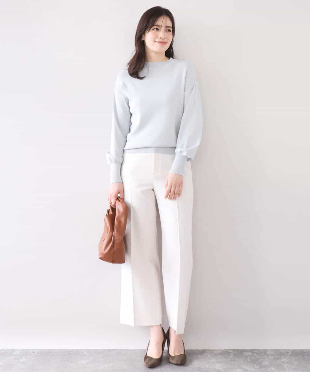 FILFD15090 OFUON le MK(オフオン　ル　エムケー) [名品シリーズ]ストレッチワイドパンツ/洗える ライトベージュ