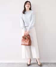 FILFD15090 OFUON le MK(オフオン　ル　エムケー) [名品シリーズ]ストレッチワイドパンツ/洗える ライトベージュ