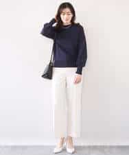 FILFD15090 OFUON le MK(オフオン　ル　エムケー) [名品シリーズ]ストレッチワイドパンツ/洗える ライトベージュ