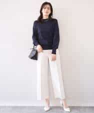 FILFD15090 OFUON le MK(オフオン　ル　エムケー) [名品シリーズ]ストレッチワイドパンツ/洗える ライトベージュ