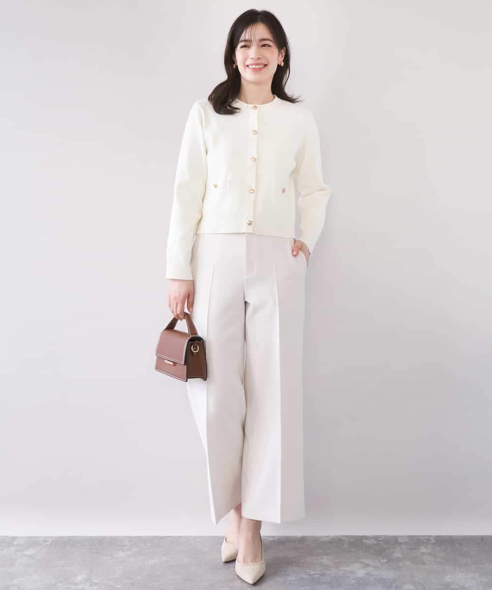 FILFD15090 OFUON le MK(オフオン　ル　エムケー) [名品シリーズ]ストレッチワイドパンツ/洗える ライトベージュ