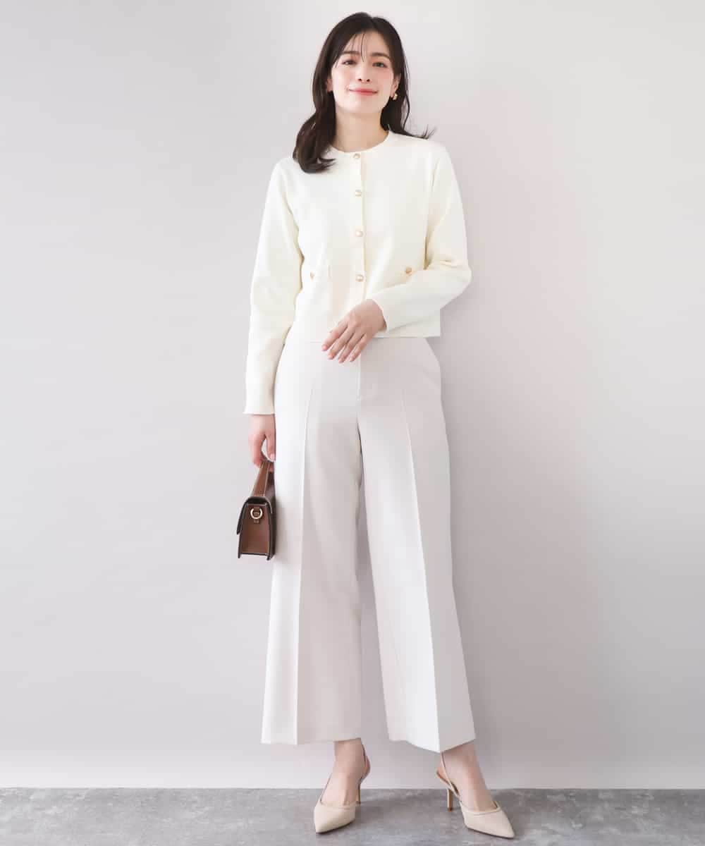 FILFD15090 OFUON le MK(オフオン　ル　エムケー) [名品シリーズ]ストレッチワイドパンツ/洗える ライトベージュ