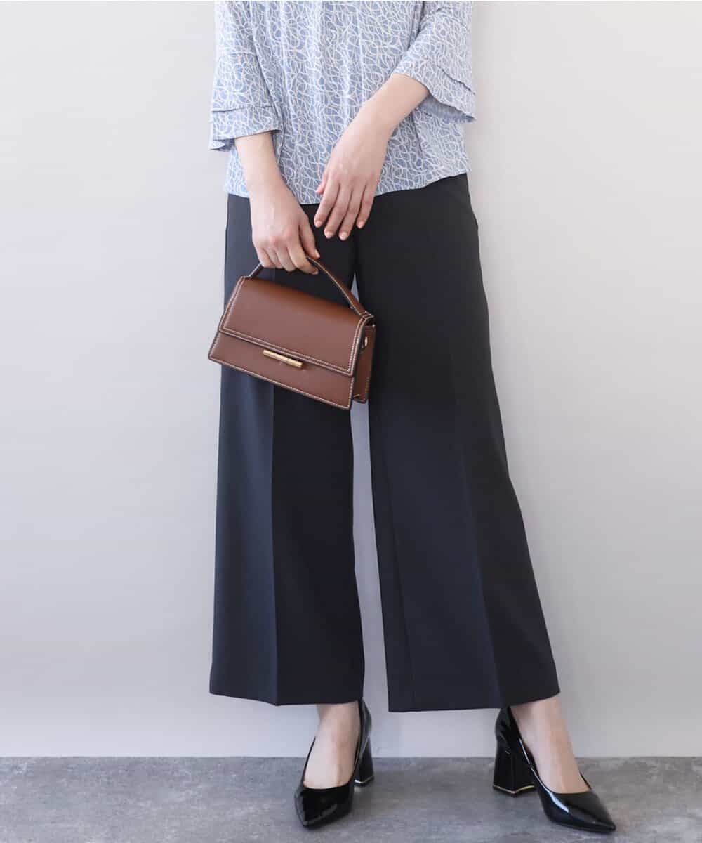 FILFD15090 OFUON le MK(オフオン　ル　エムケー) [名品シリーズ]ストレッチワイドパンツ/洗える ブラック