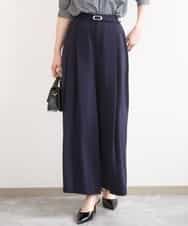 FILGD22090 OFUON le MK(オフオン　ル　エムケー) ストレッチ2タックワイドパンツ/UVカット/接触冷感/洗濯機で洗える/セットアップ可 ライトブルー