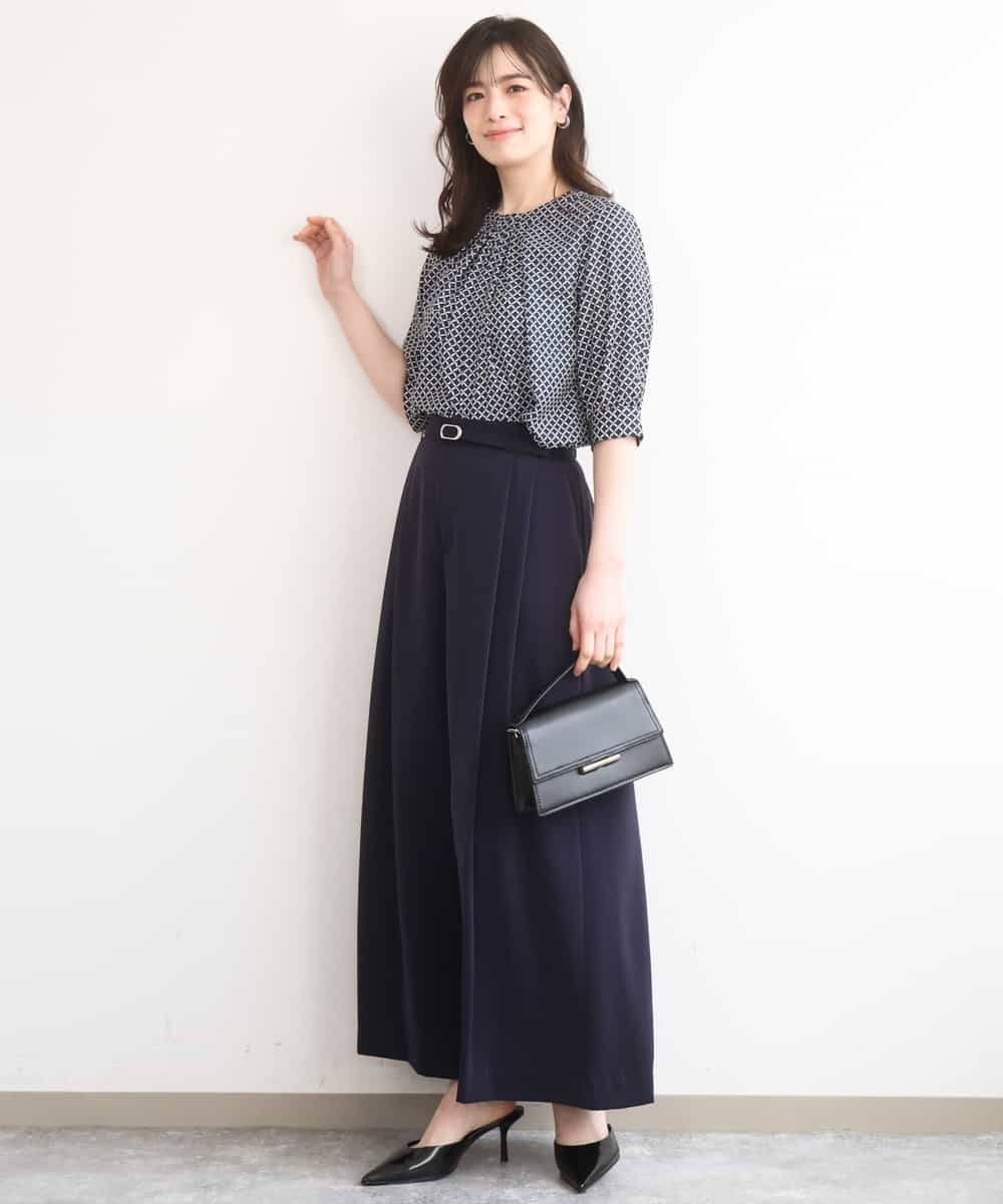 FILGD22090 OFUON le MK(オフオン　ル　エムケー) ストレッチ2タックワイドパンツ/UVカット/接触冷感/洗濯機で洗える/セットアップ可 ライトブルー