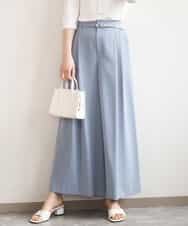 FILGD22090 OFUON le MK(オフオン　ル　エムケー) ストレッチ2タックワイドパンツ/UVカット/接触冷感/洗濯機で洗える/セットアップ可 ライトブルー