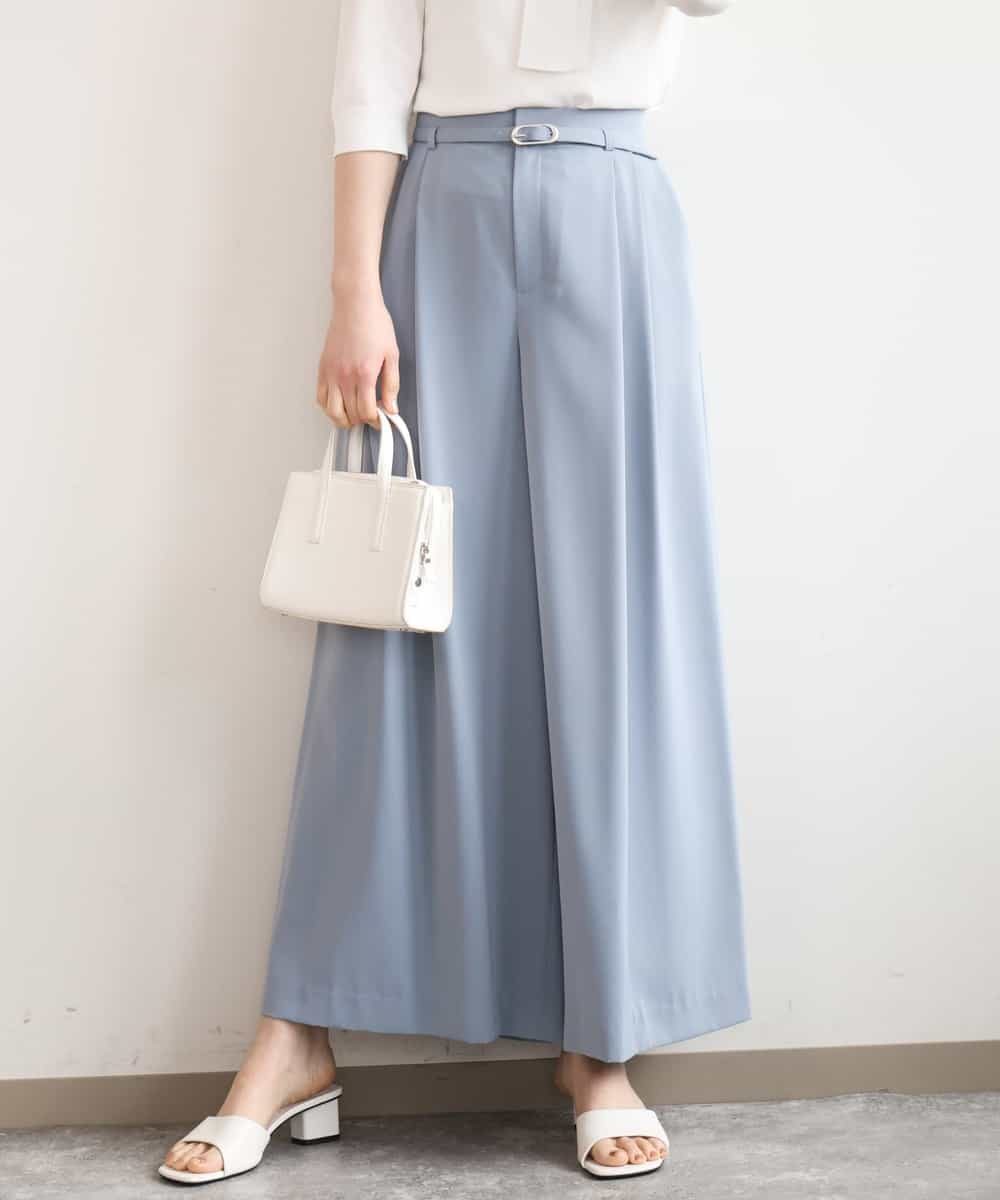 FILGD22090 OFUON le MK(オフオン　ル　エムケー) ストレッチ2タックワイドパンツ/UVカット/接触冷感/洗濯機で洗える/セットアップ可 ライトブルー