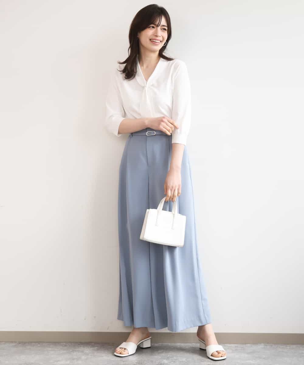 FILGD22090 OFUON le MK(オフオン　ル　エムケー) ストレッチ2タックワイドパンツ/UVカット/接触冷感/洗濯機で洗える/セットアップ可 ライトブルー