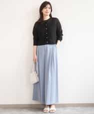 FILGD22090 OFUON le MK(オフオン　ル　エムケー) ストレッチ2タックワイドパンツ/UVカット/接触冷感/洗濯機で洗える/セットアップ可 ライトブルー